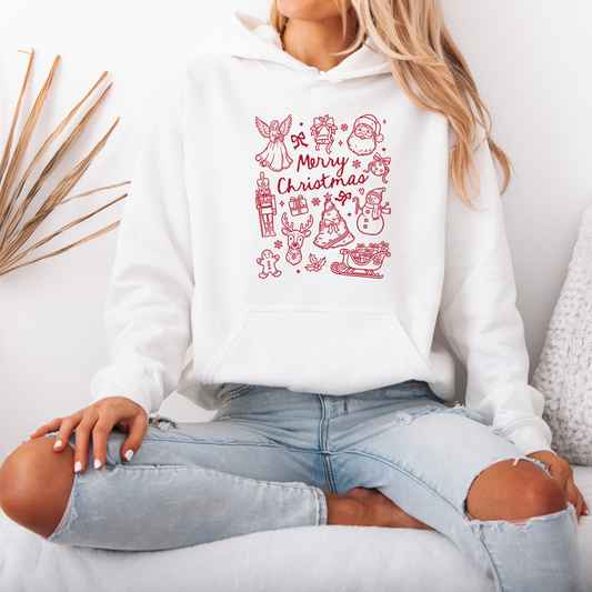 🎄 Christmas Doodles 🖊️ Luxuriously Thick Hoodie