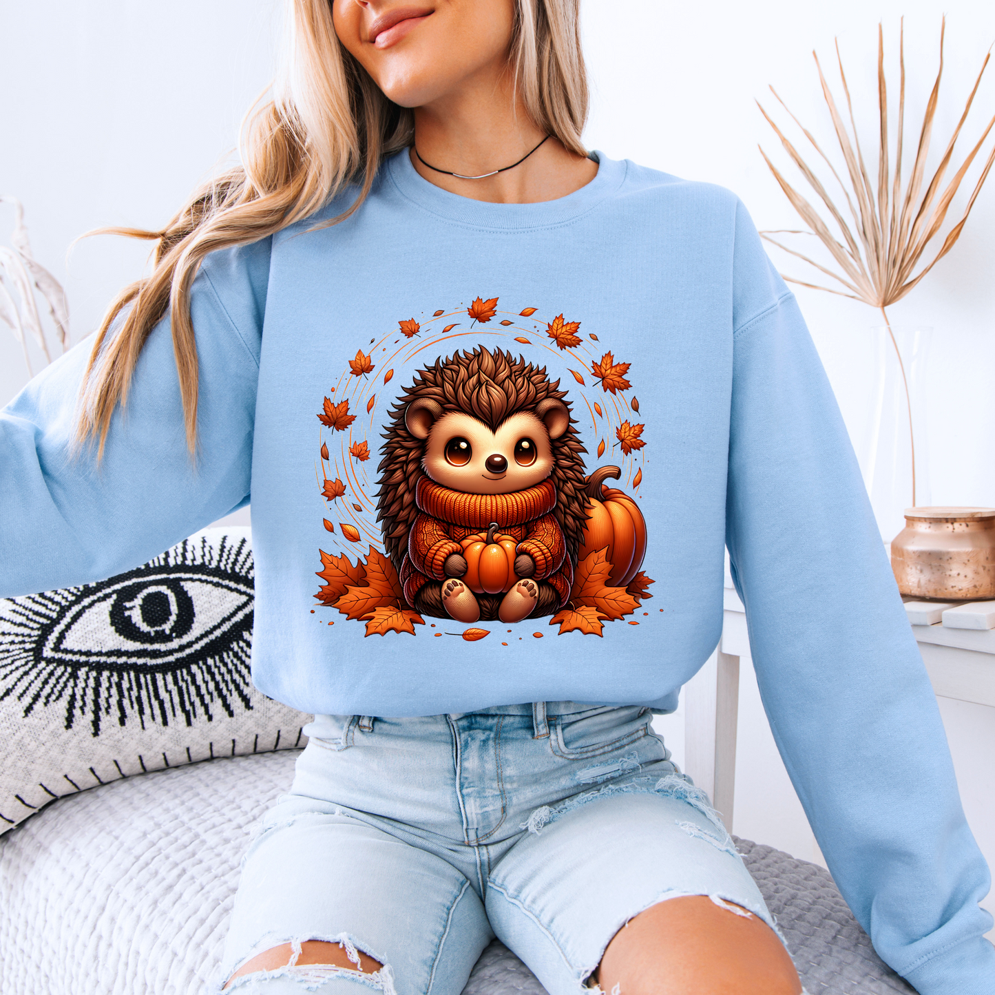 🎃🦔 Cute Cozy Hedgehog Fall 🍂Cotton Sweatshirt