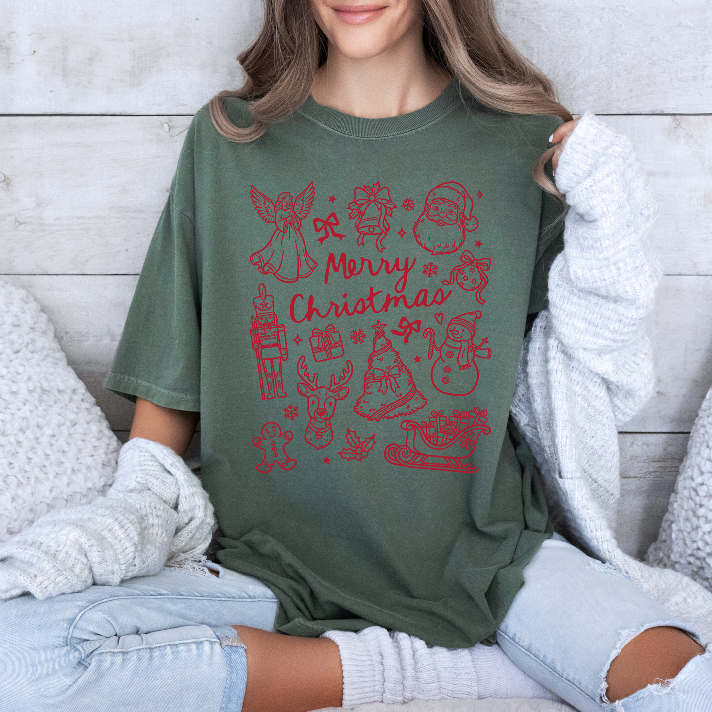🎄✨ Christmas Doodles 🖊️ 100% Organic Cotton T-Shirt