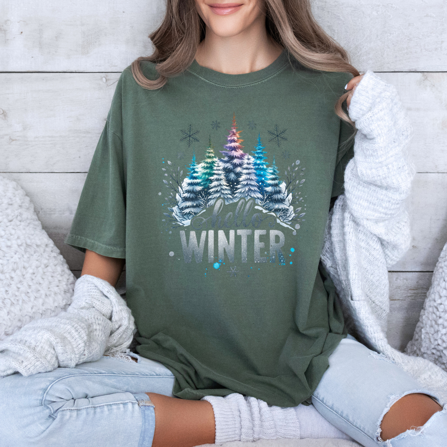 🌲❄️ Frosted Forest Glow ✨ 100% Organic Cotton T-Shirt