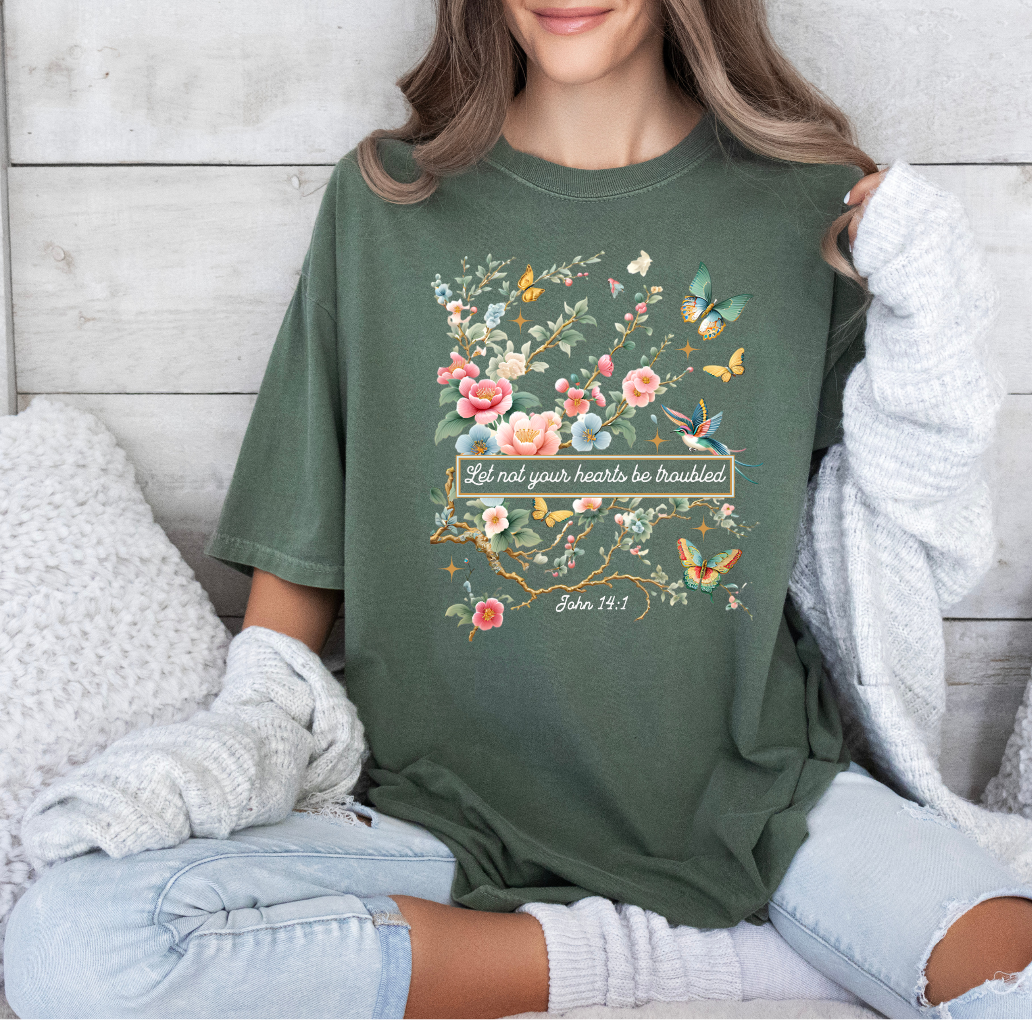 Let Not your Heart be troubled T-shirt 100% Organic Cotton