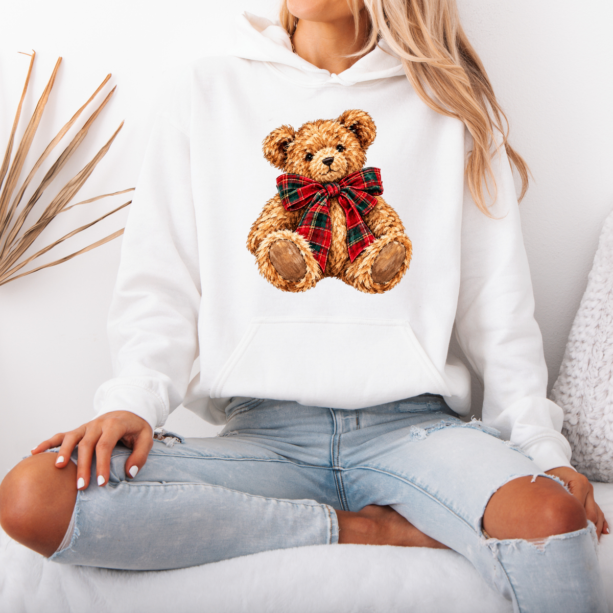 The Cutest Little Christmas Teddy 🧸🎀 Premium Christmas Hoodie