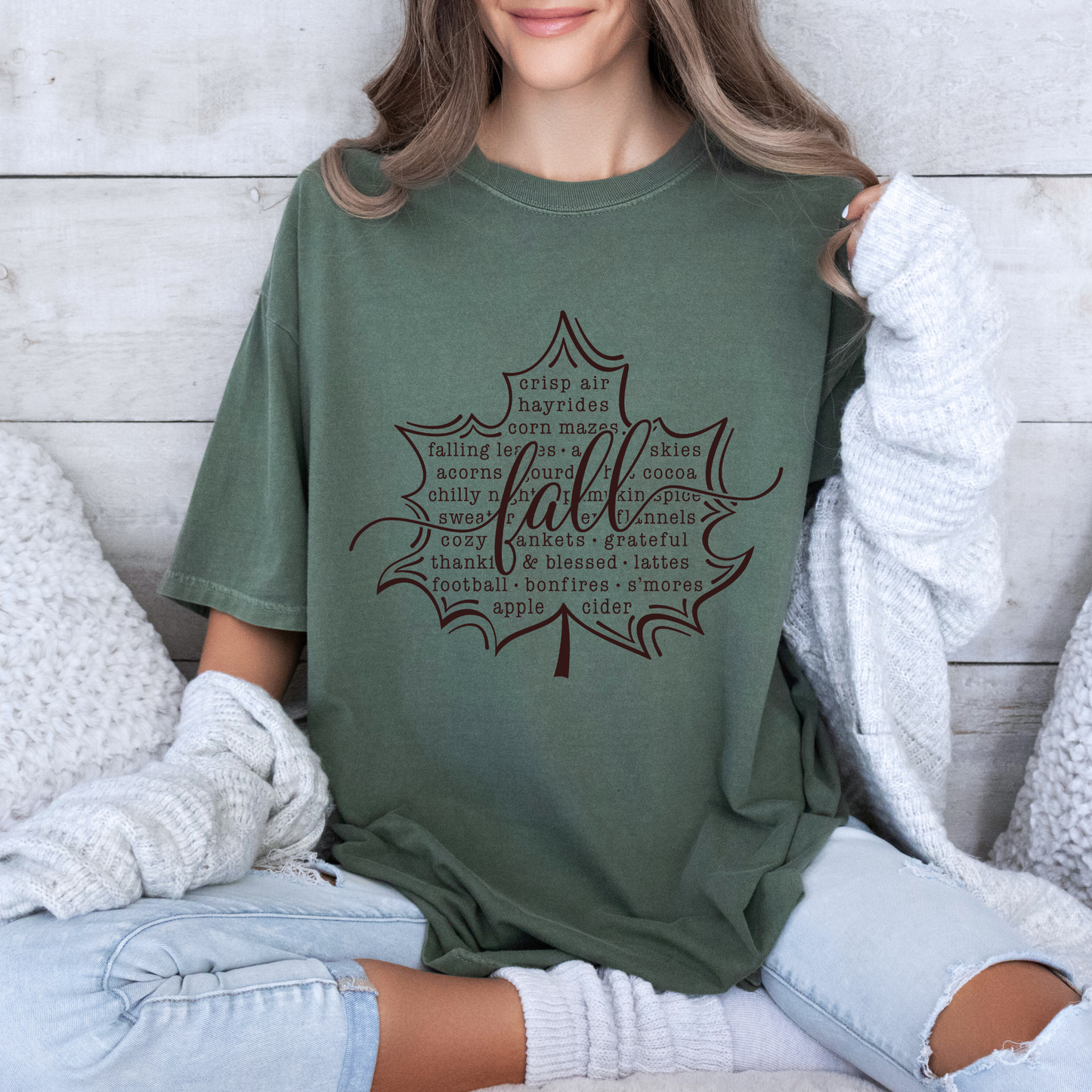 🍂 Fall Words Leaf Tee 🍁☕100% Organic cotton