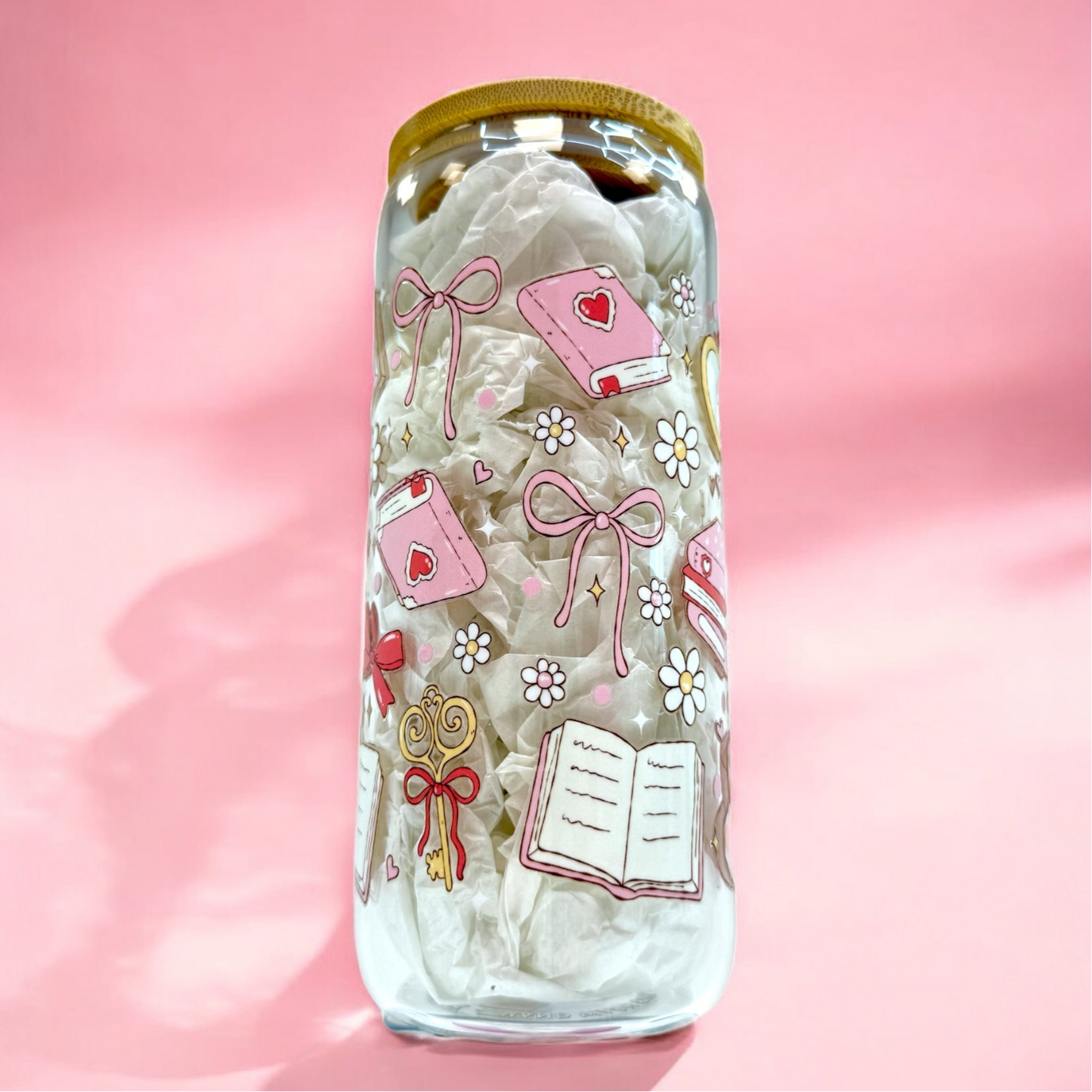 “Sweet Chapters” 20oz Glass Cup 📚🍒💖