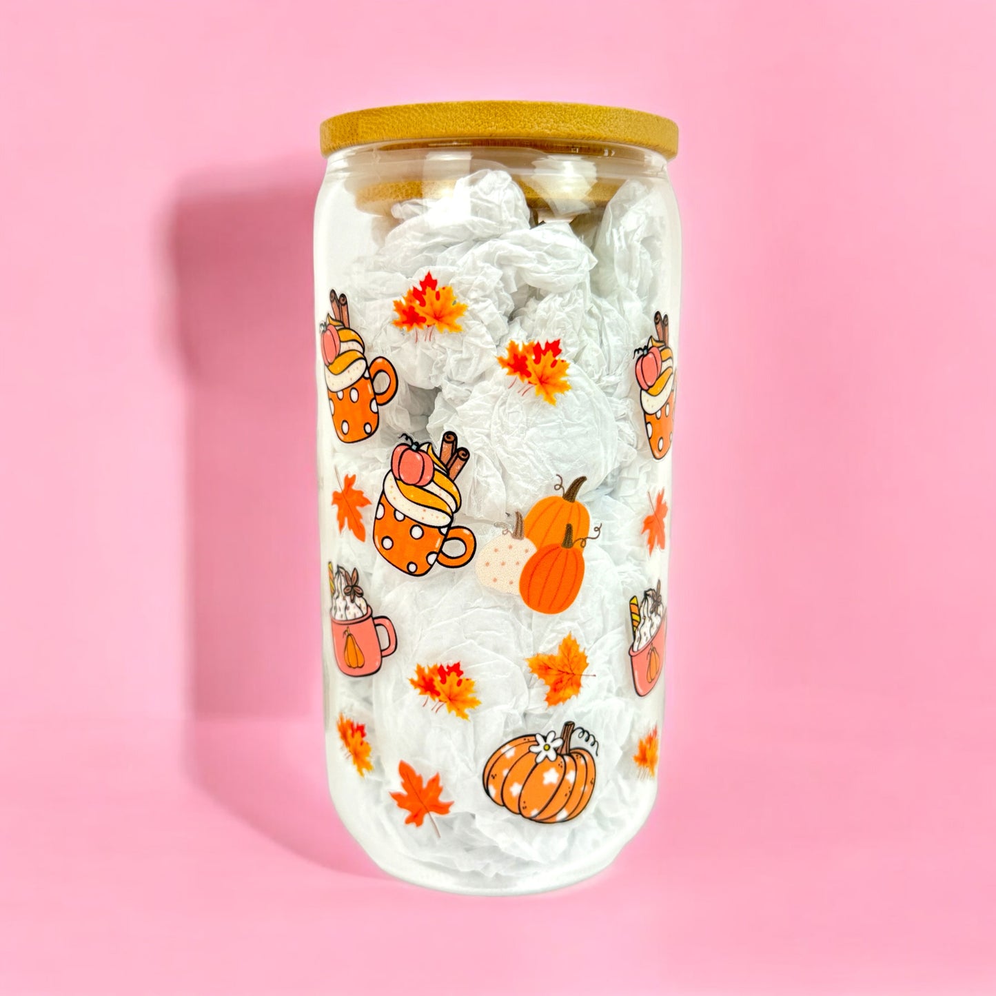 🍁 Autumn Cozy Drinks Glass Cup – 16oz 🎃