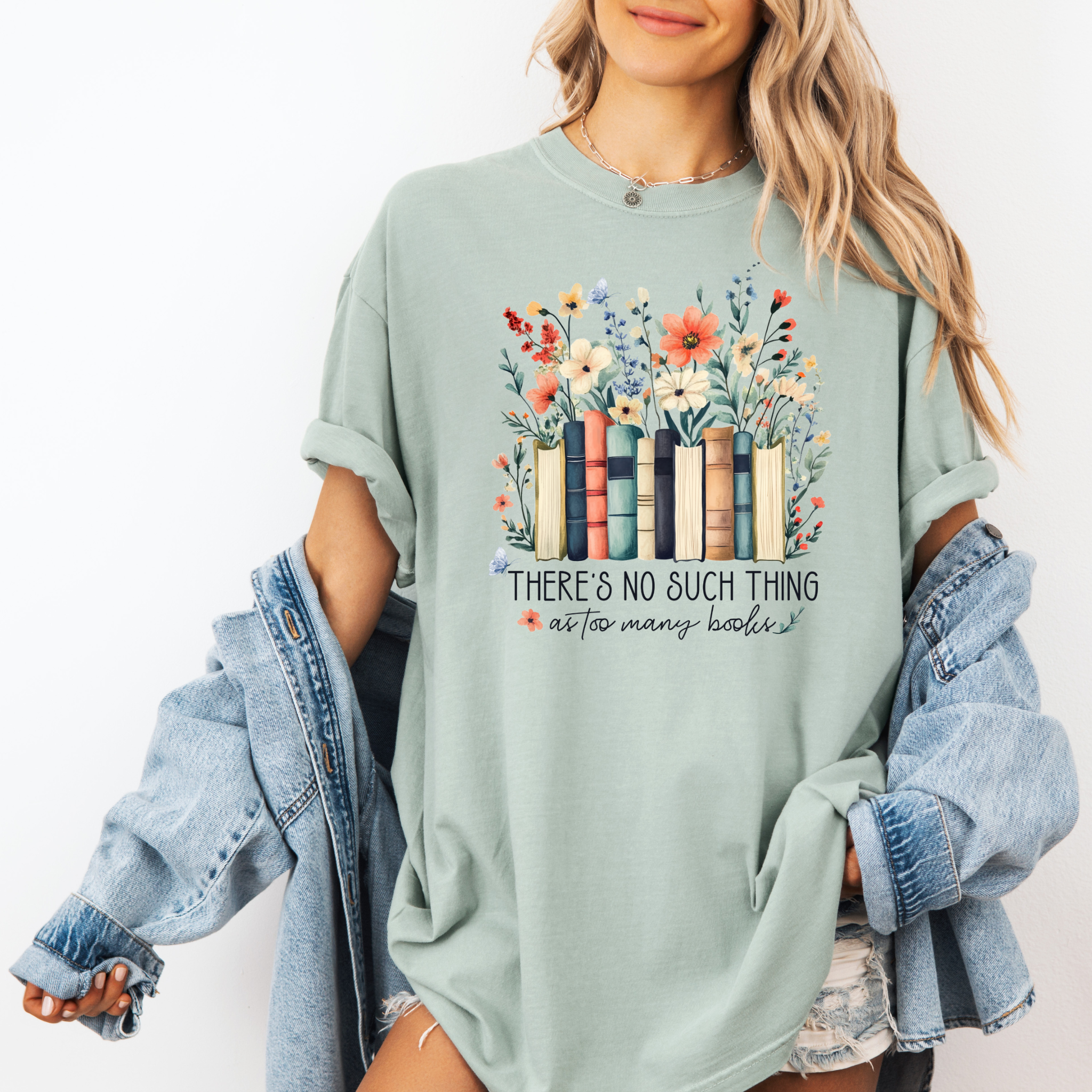 Blossoms and Books T-shirt 100% Organic Cotton