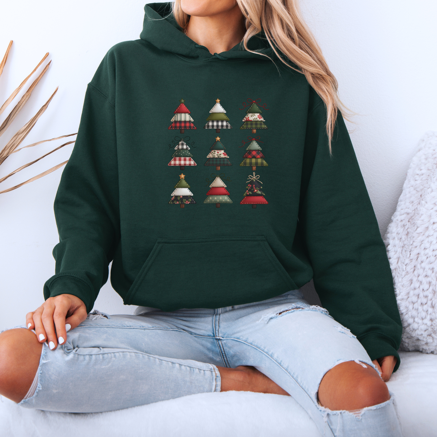 🧵 Stitched Christmas Trees 🎄  Luxuriously Thick Hoodie