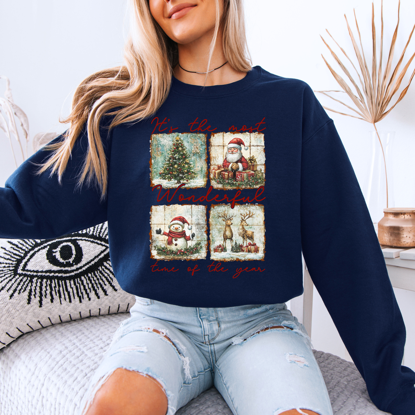 🎄 Vintage Christmas Magic ✨ Organic Cotton Sweatshirt