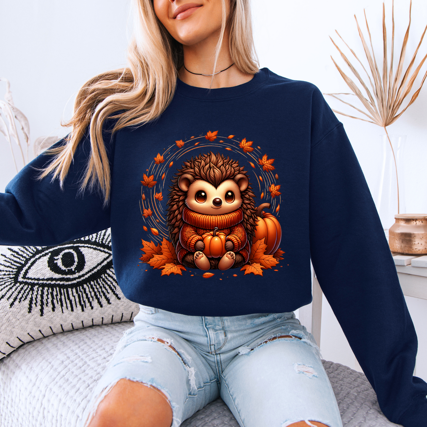 🎃🦔 Cute Cozy Hedgehog Fall 🍂Cotton Sweatshirt