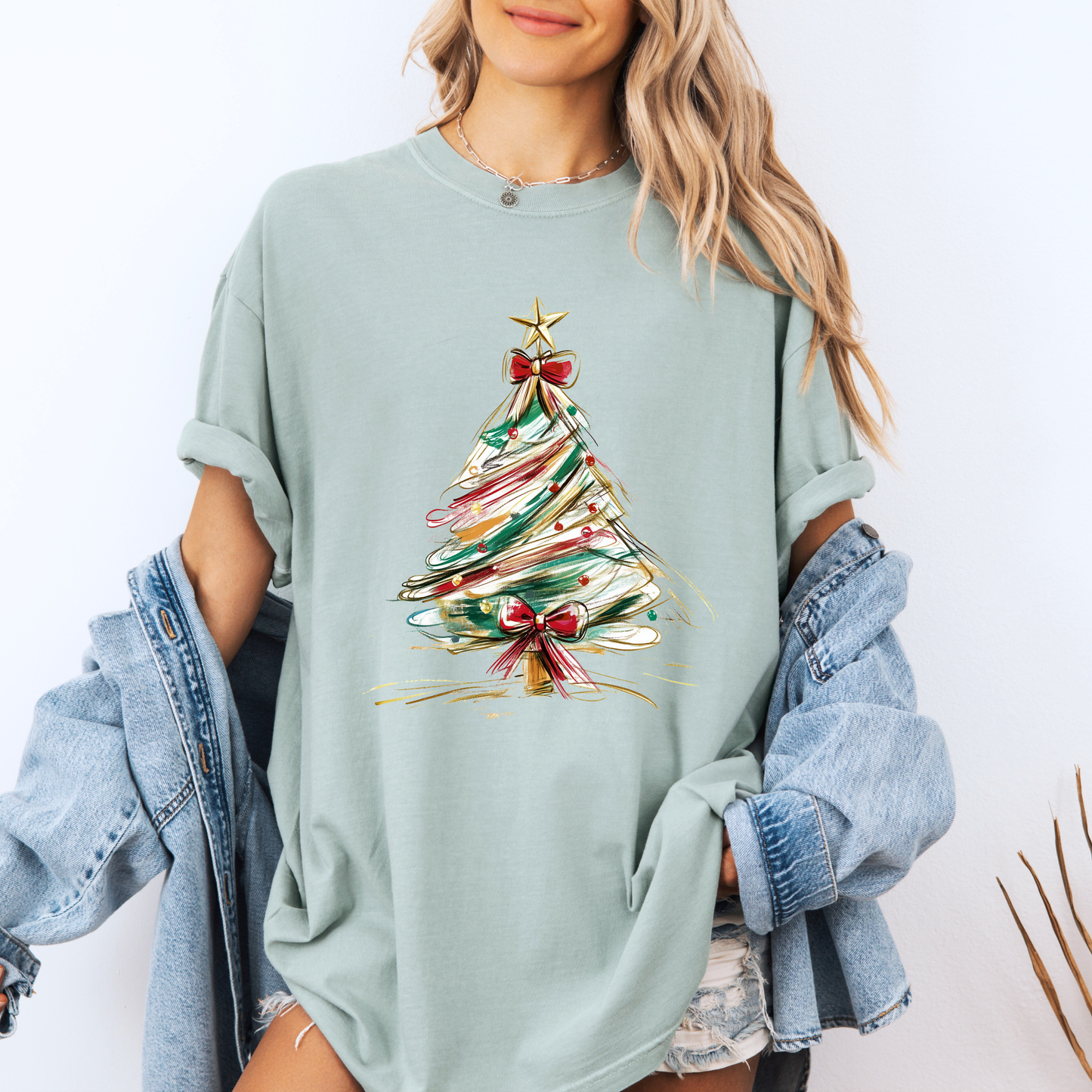 🌟🎄 Golden Brush Christmas Tree ✨ 100% Organic Cotton T-Shirt