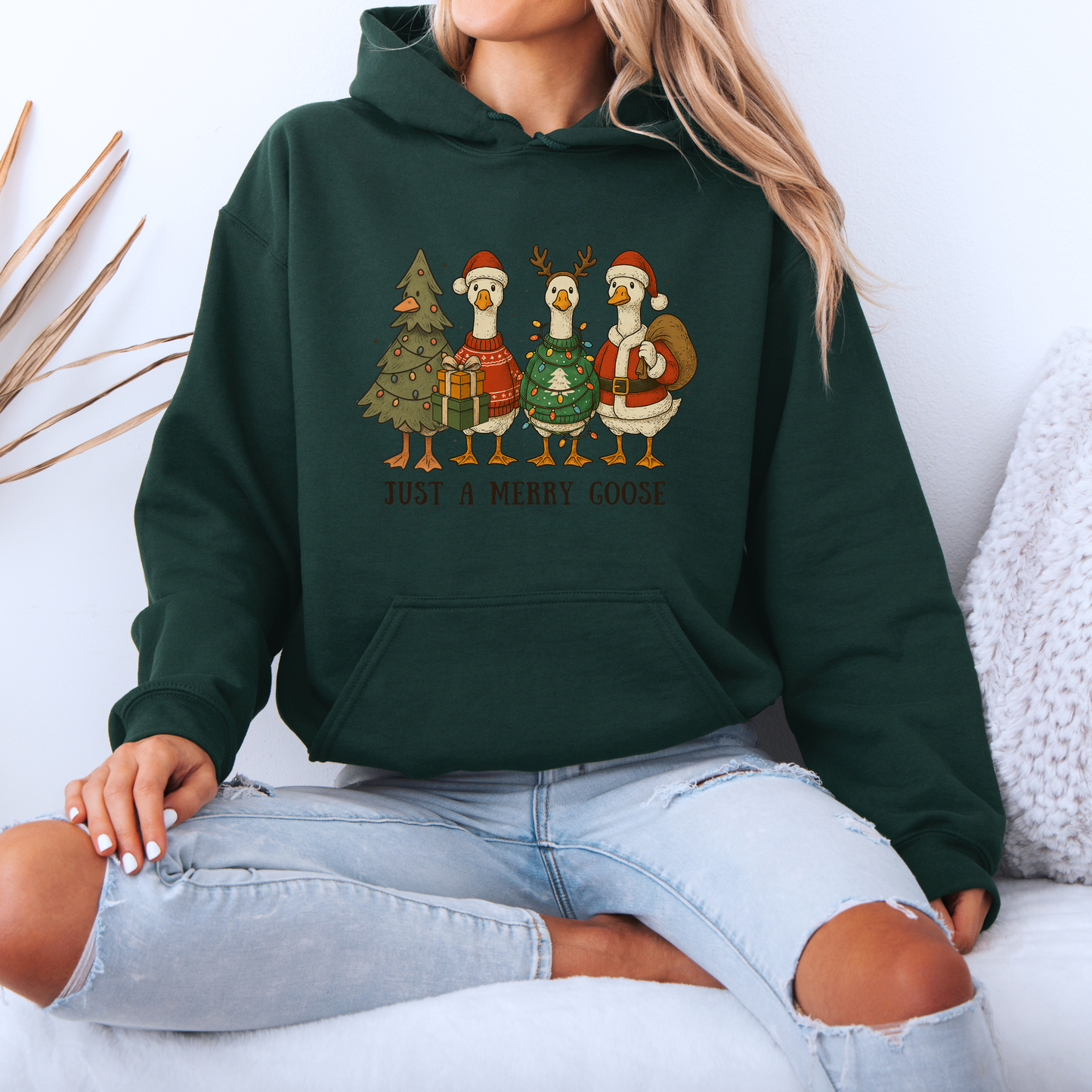 🪿 Just a Merry Goose 🎄  Luxuriously Thick Hoodie