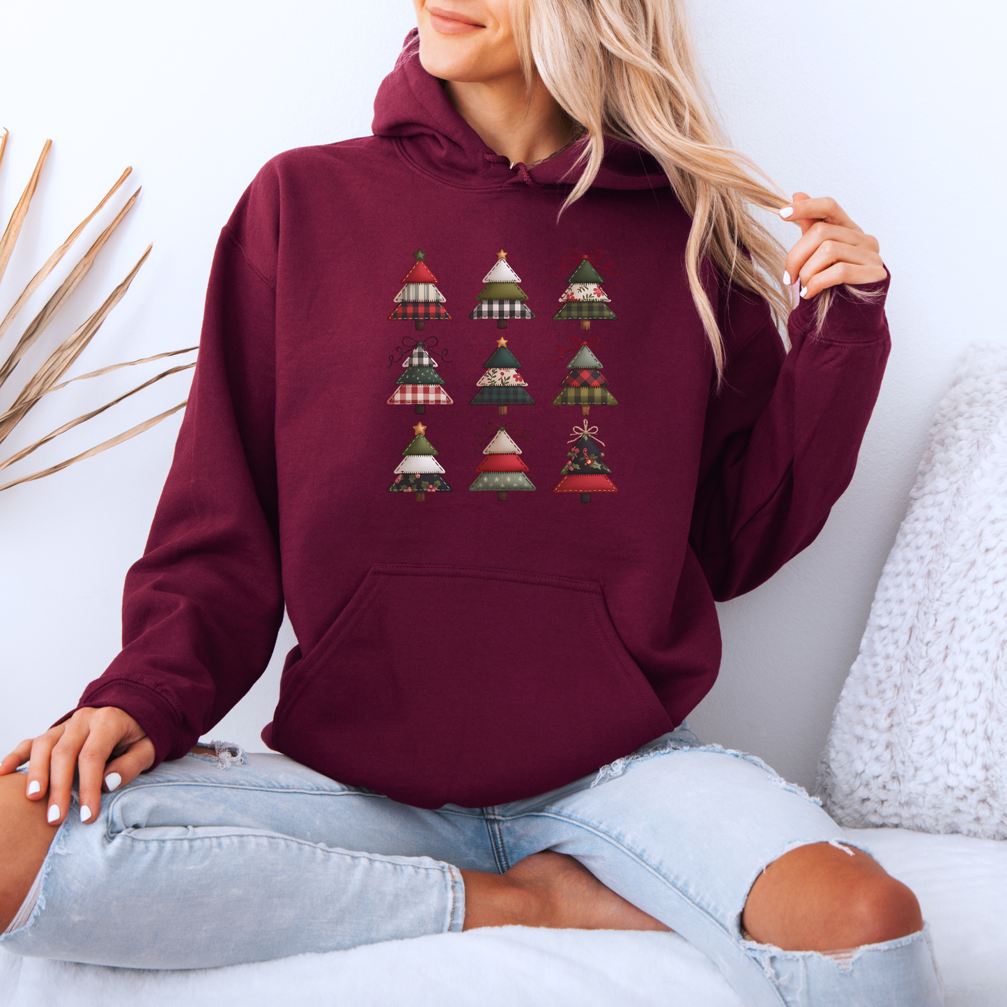 🧵 Stitched Christmas Trees 🎄  Luxuriously Thick Hoodie
