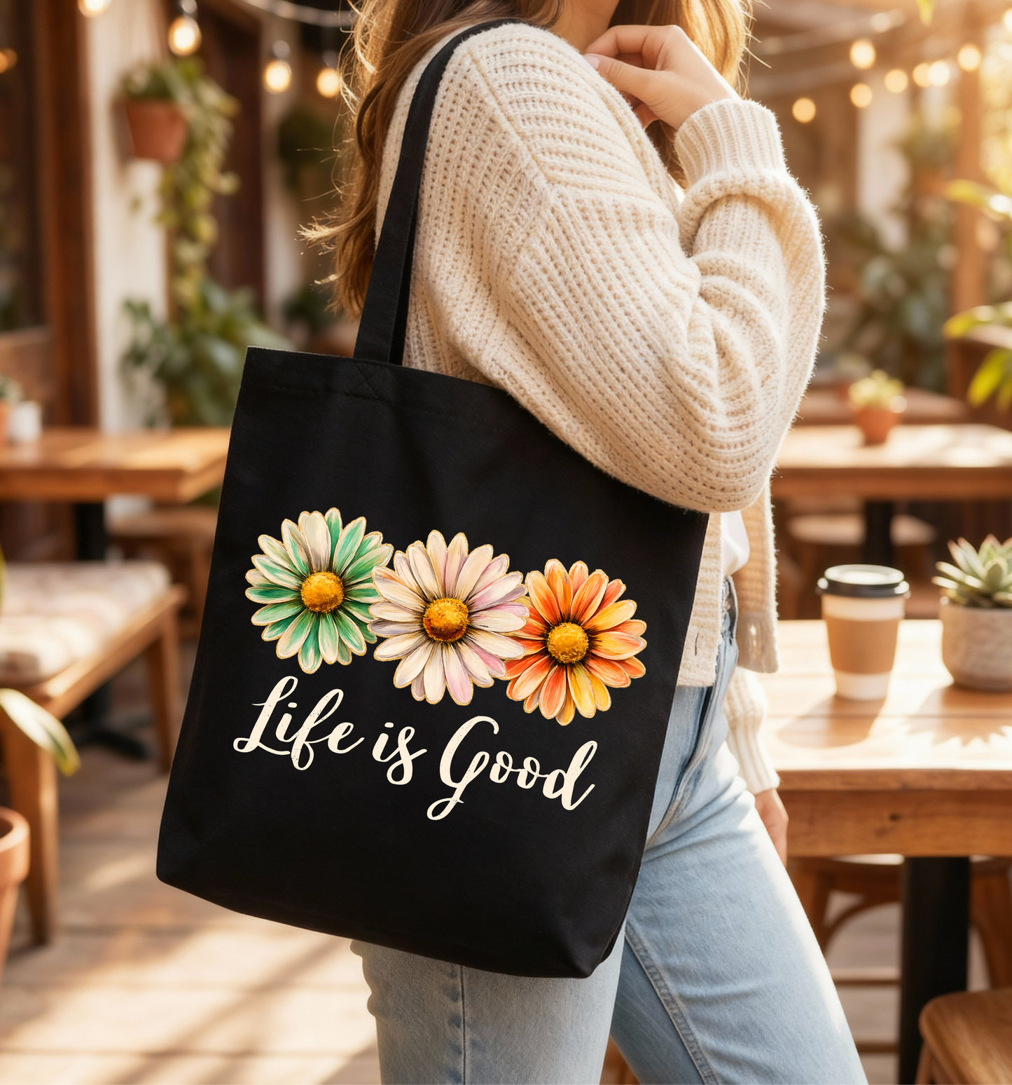 Vintage Daisy Positive Quote Tote Bag 🌼