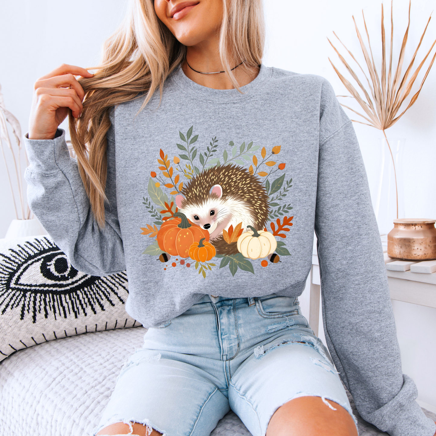 🍂 Forest Hedgehog Fall Vibes 🧡Cotton Sweatshirt