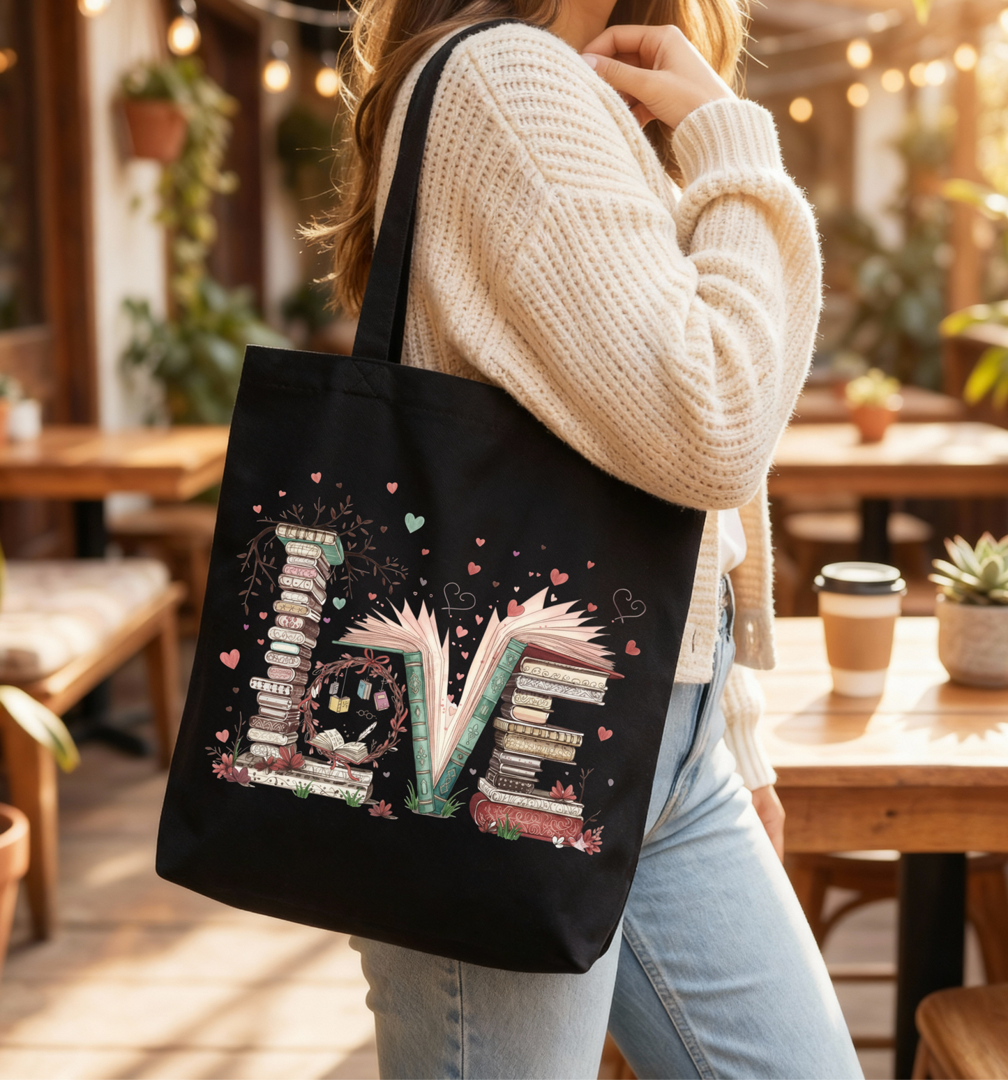Book Lover “LOVE” Literary Tote Bag 📚❤️