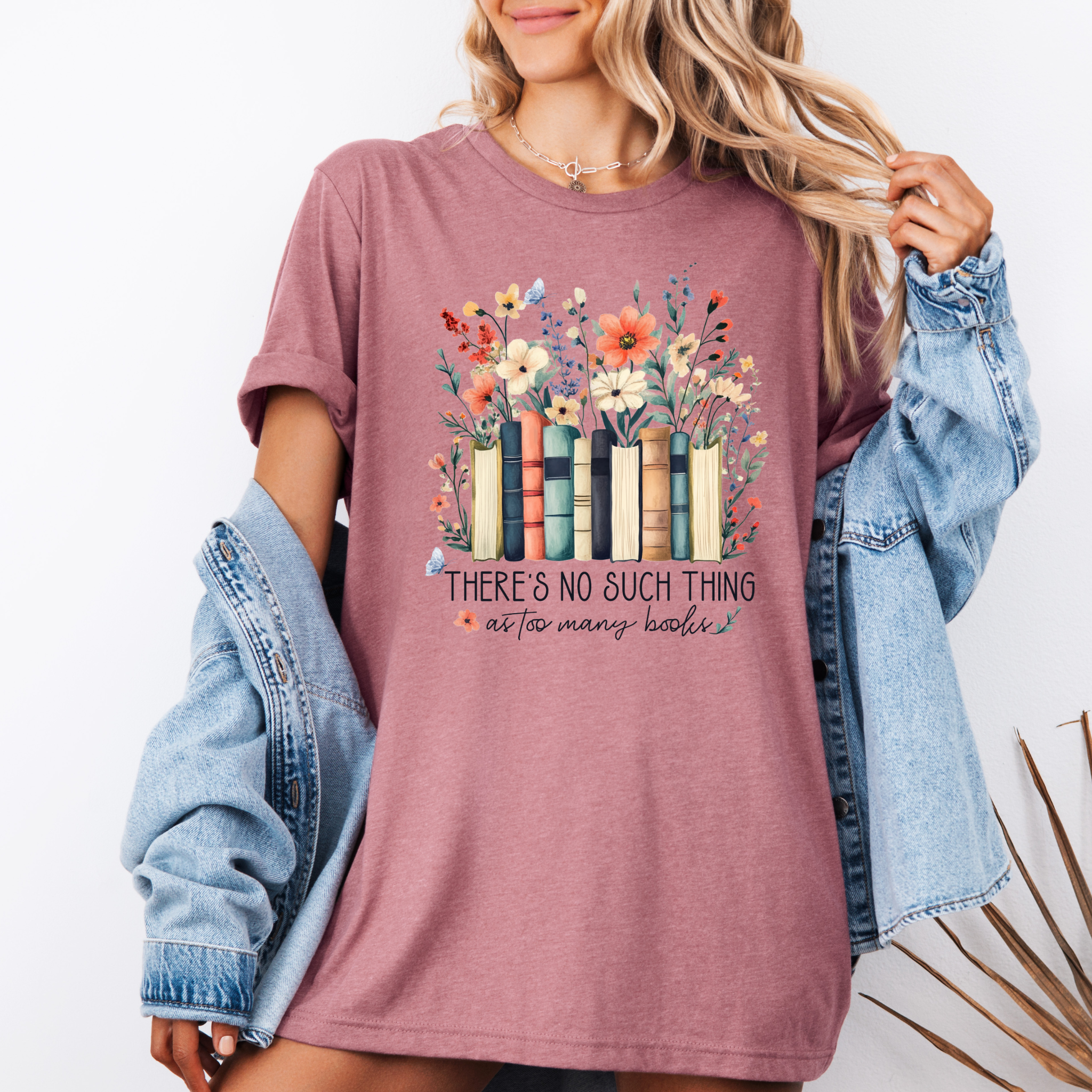 Blossoms and Books T-shirt 100% Organic Cotton