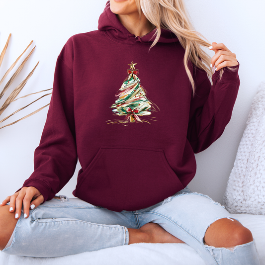 🌟 Golden Brush Christmas Tree 🎄  Luxuriously Thick Hoodie