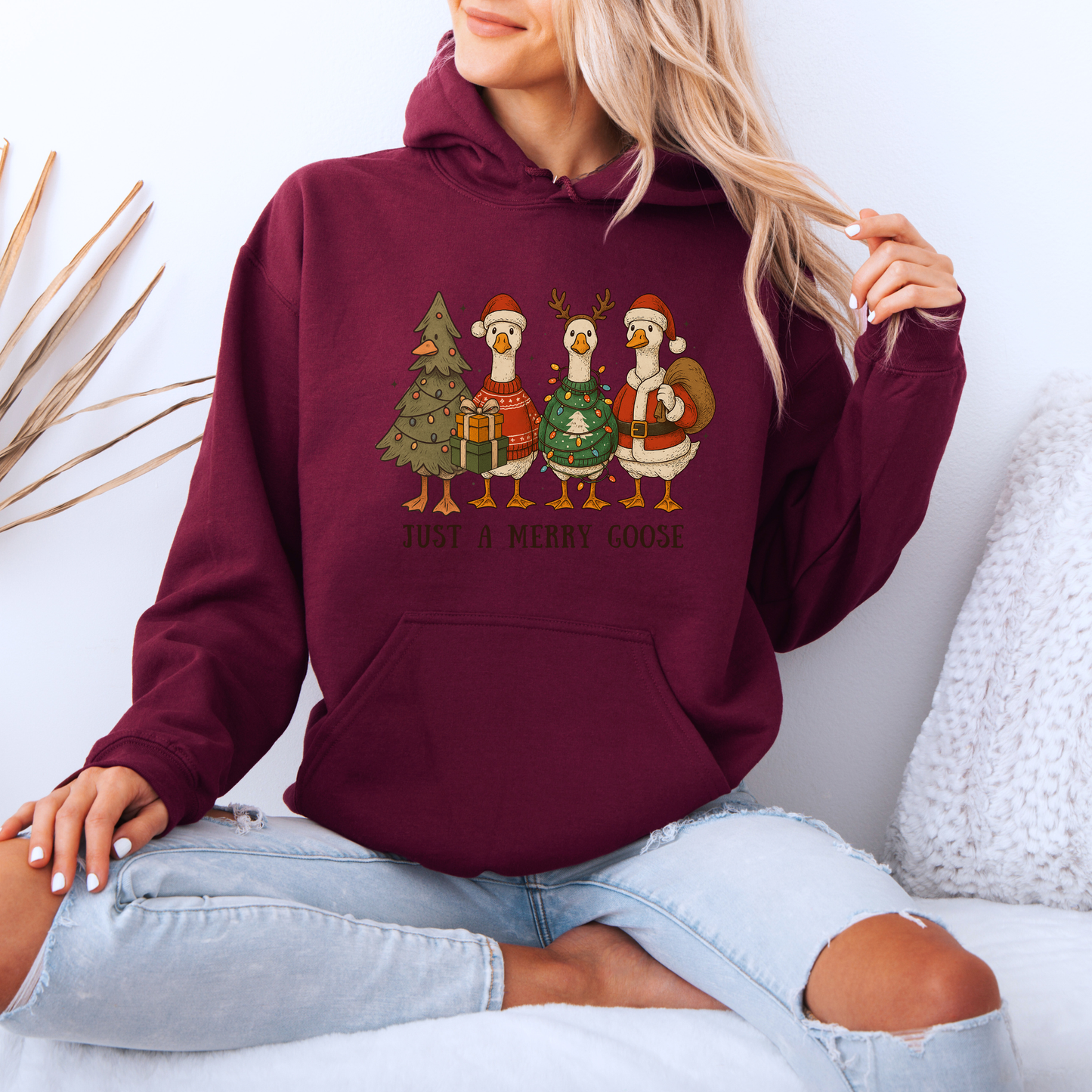 🪿 Just a Merry Goose 🎄  Luxuriously Thick Hoodie