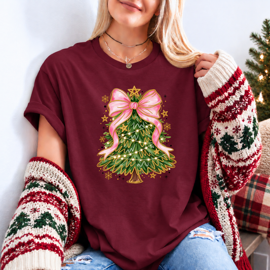 Pretty in Pink Christmas Magic 🎀🎄✨ Organic Cotton Christmas T-Shirt
