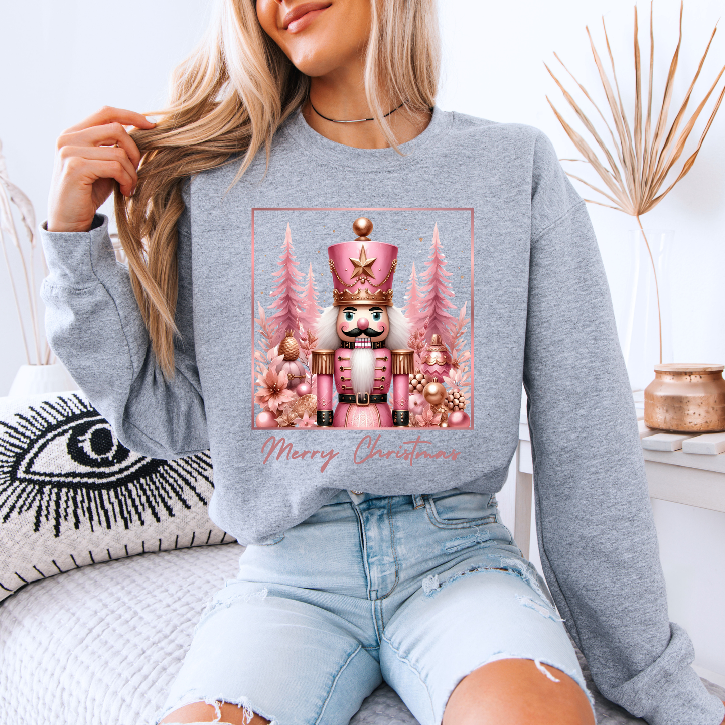 🎀 Pink Nutcracker Christmas 🎄 Organic Cotton Sweatshirt