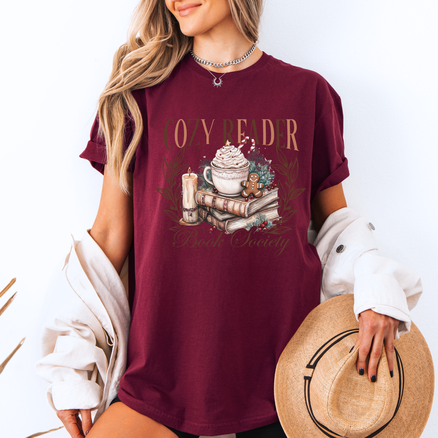 ☕📖 Cozy Reader Society ✨  100% Organic Cotton T-Shirt