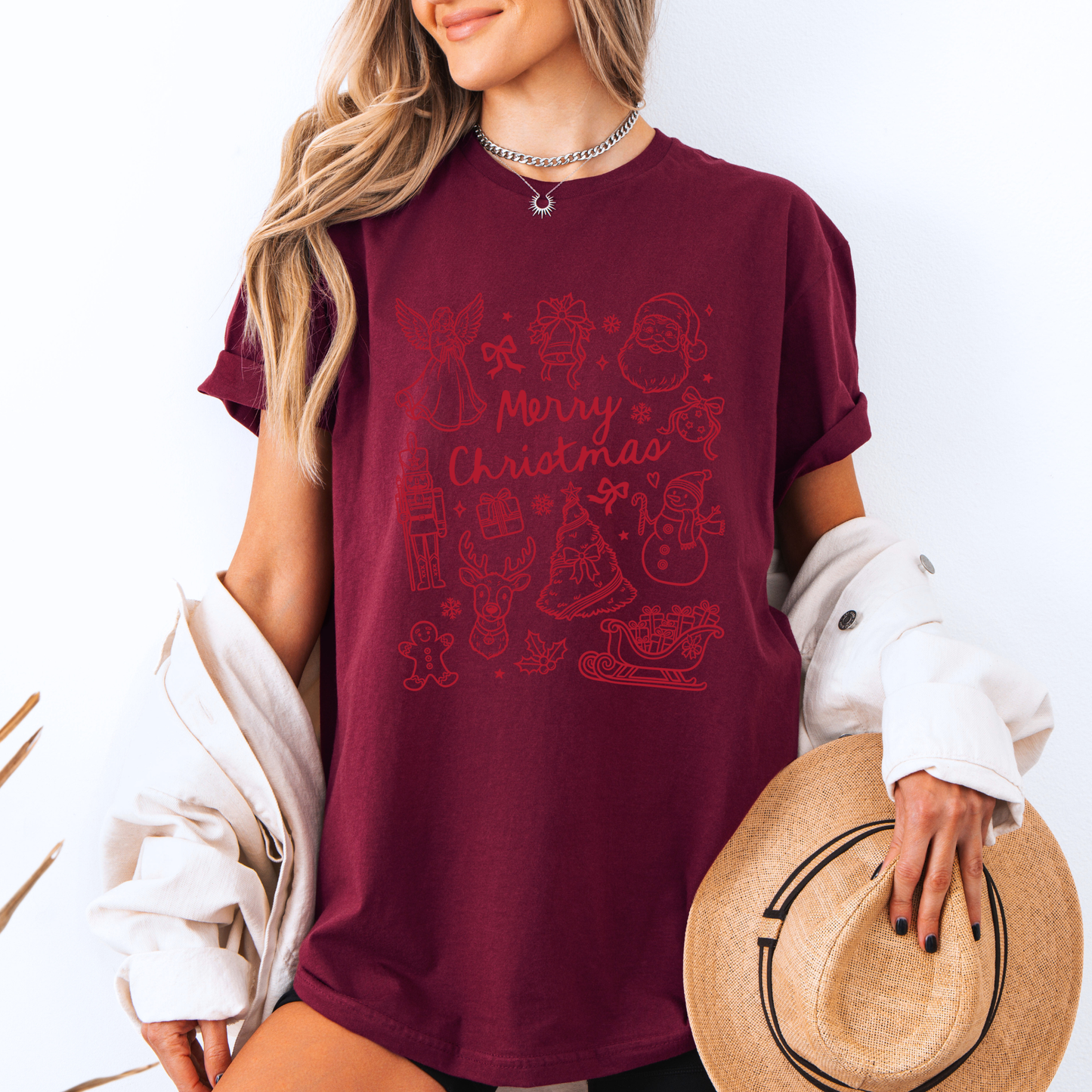 🎄✨ Christmas Doodles 🖊️ 100% Organic Cotton T-Shirt
