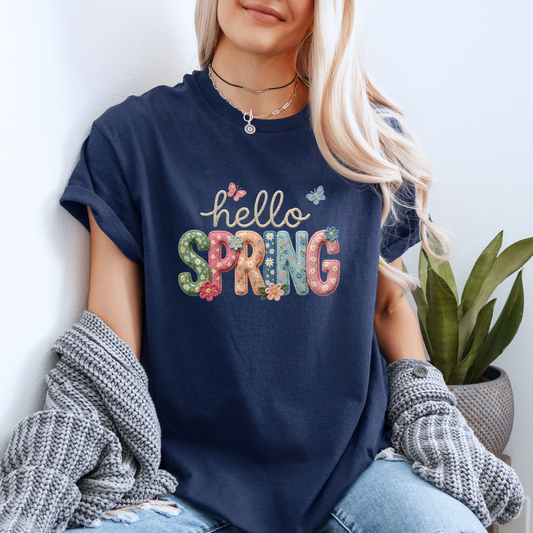 Hello Spring Floral Patch T-Shirt 🌸🦋