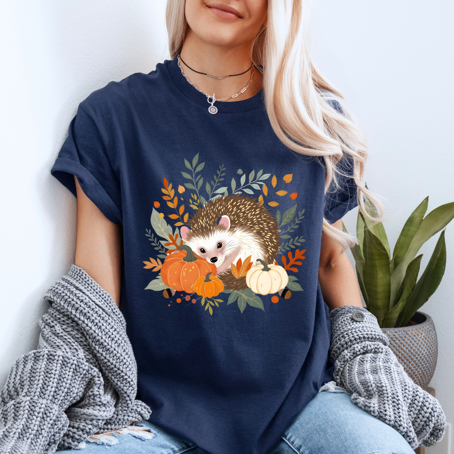 🧡 Cute Hedgehog Fall Vibes T-Shirt 🍁 100% Organic cotton