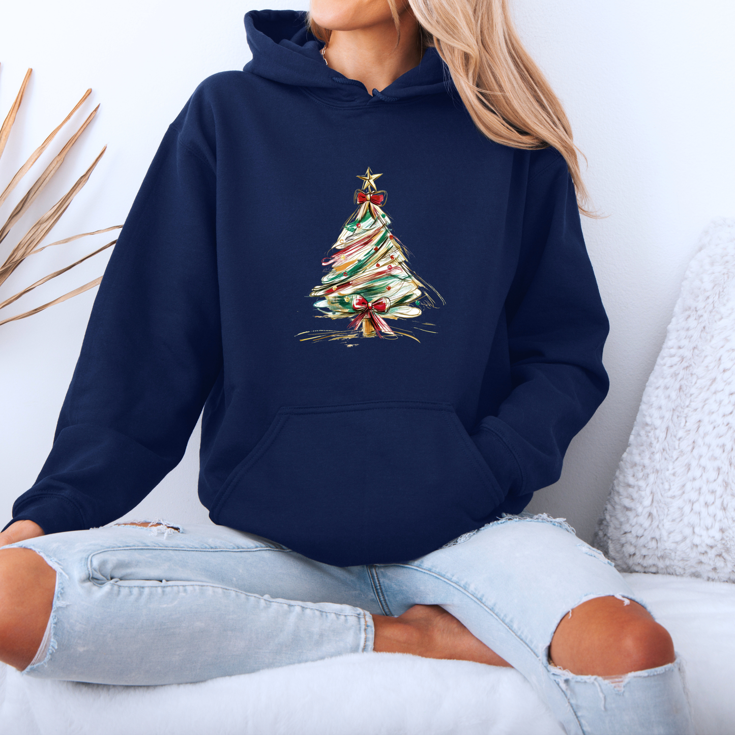 🌟 Golden Brush Christmas Tree 🎄  Luxuriously Thick Hoodie