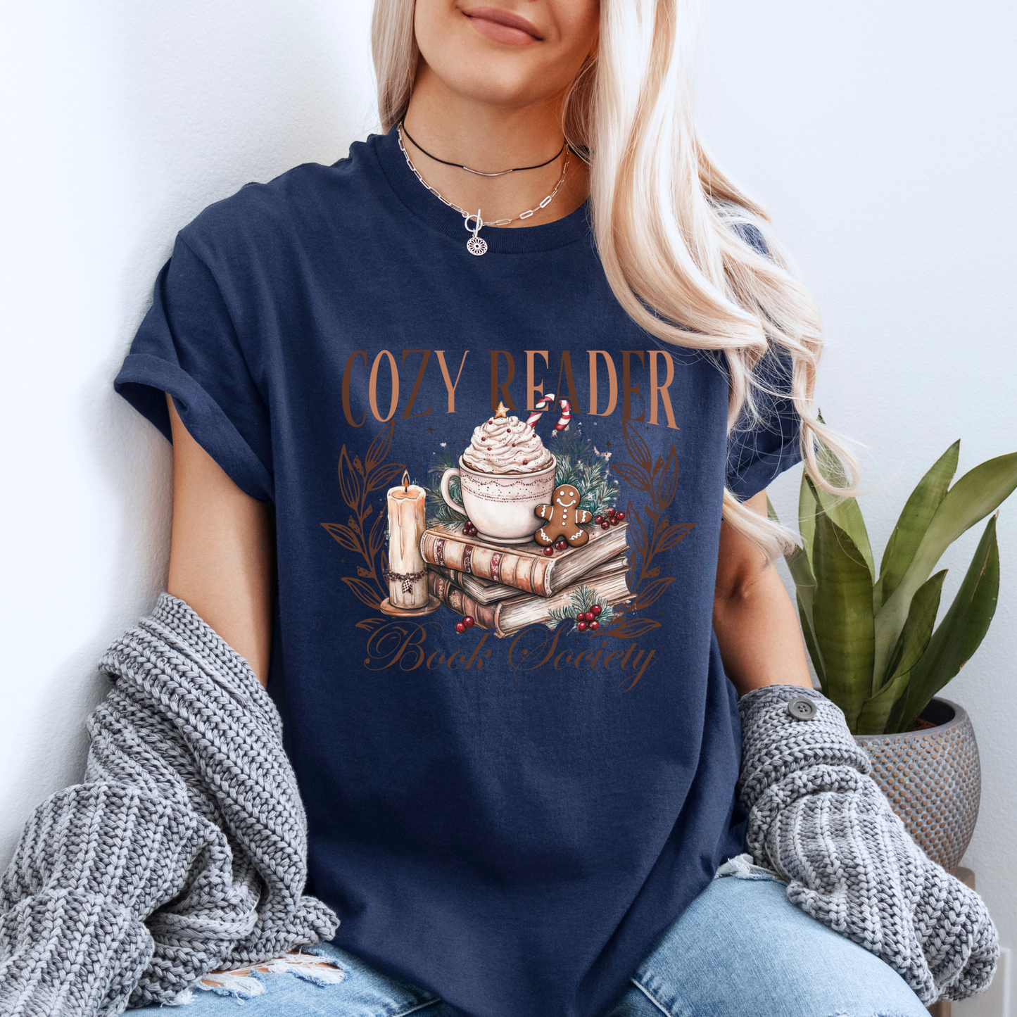 ☕📖 Cozy Reader Society ✨  100% Organic Cotton T-Shirt