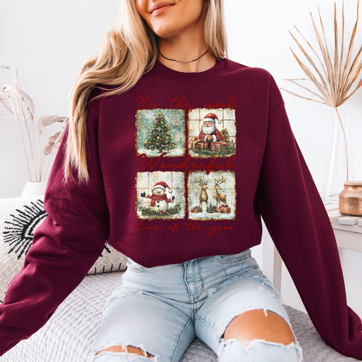 🎄 Vintage Christmas Magic ✨ Organic Cotton Sweatshirt