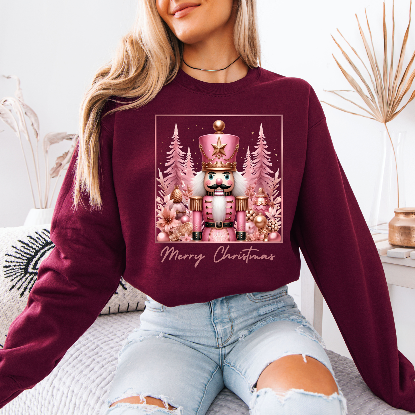 🎀 Pink Nutcracker Christmas 🎄 Organic Cotton Sweatshirt
