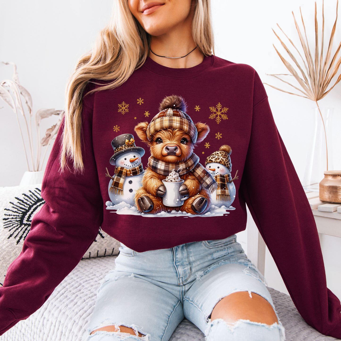 🐮 Cozy Winter Cow ❄️  Organic Cotton Sweatshirt