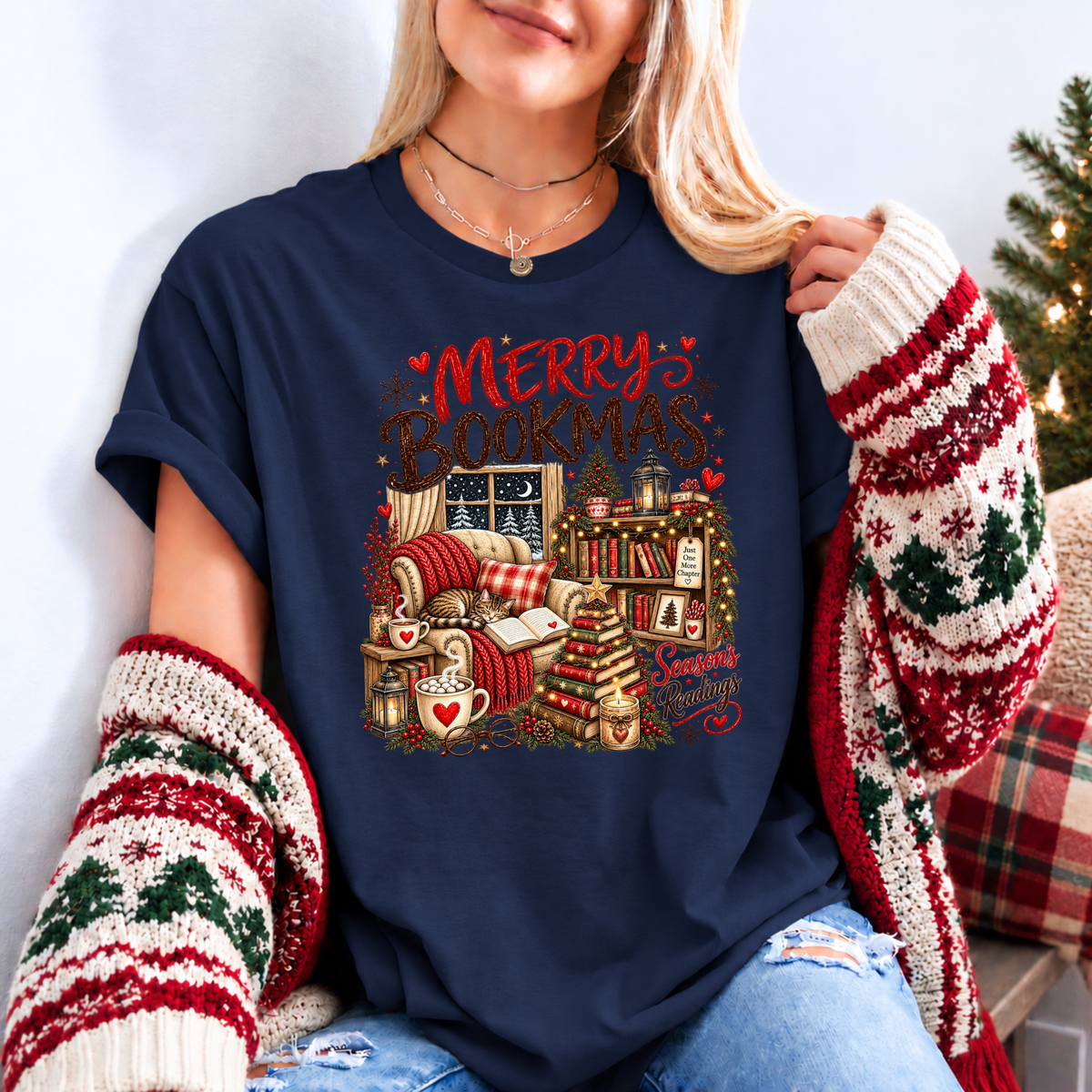 Merry Bookmax & Cosy Chapters 🎄📚❤️ Organic Cotton Christmas T-Shirt