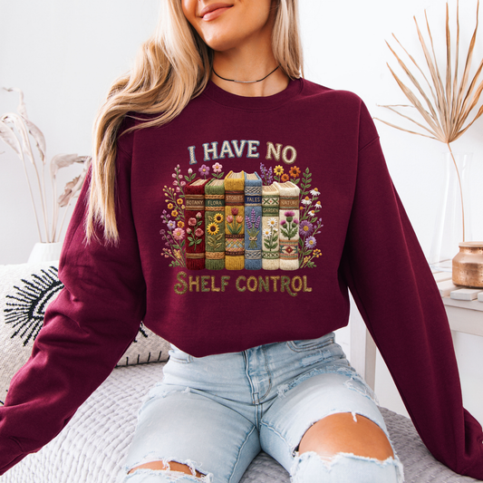 📚🌸 “No Shelf Control” Book Lover Floral Organic Cotton Sweatshirt✨
