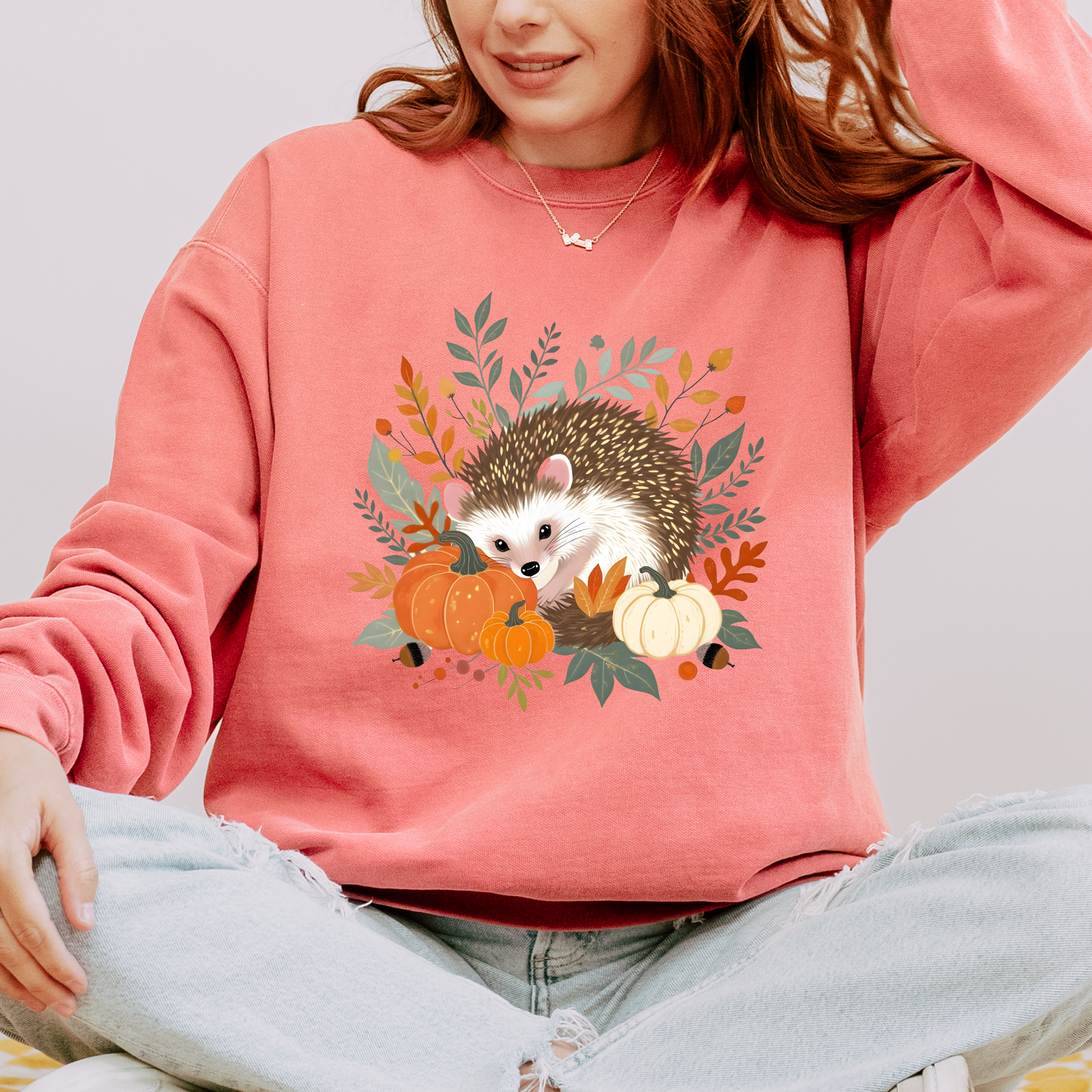 🍂 Forest Hedgehog Fall Vibes 🧡Cotton Sweatshirt