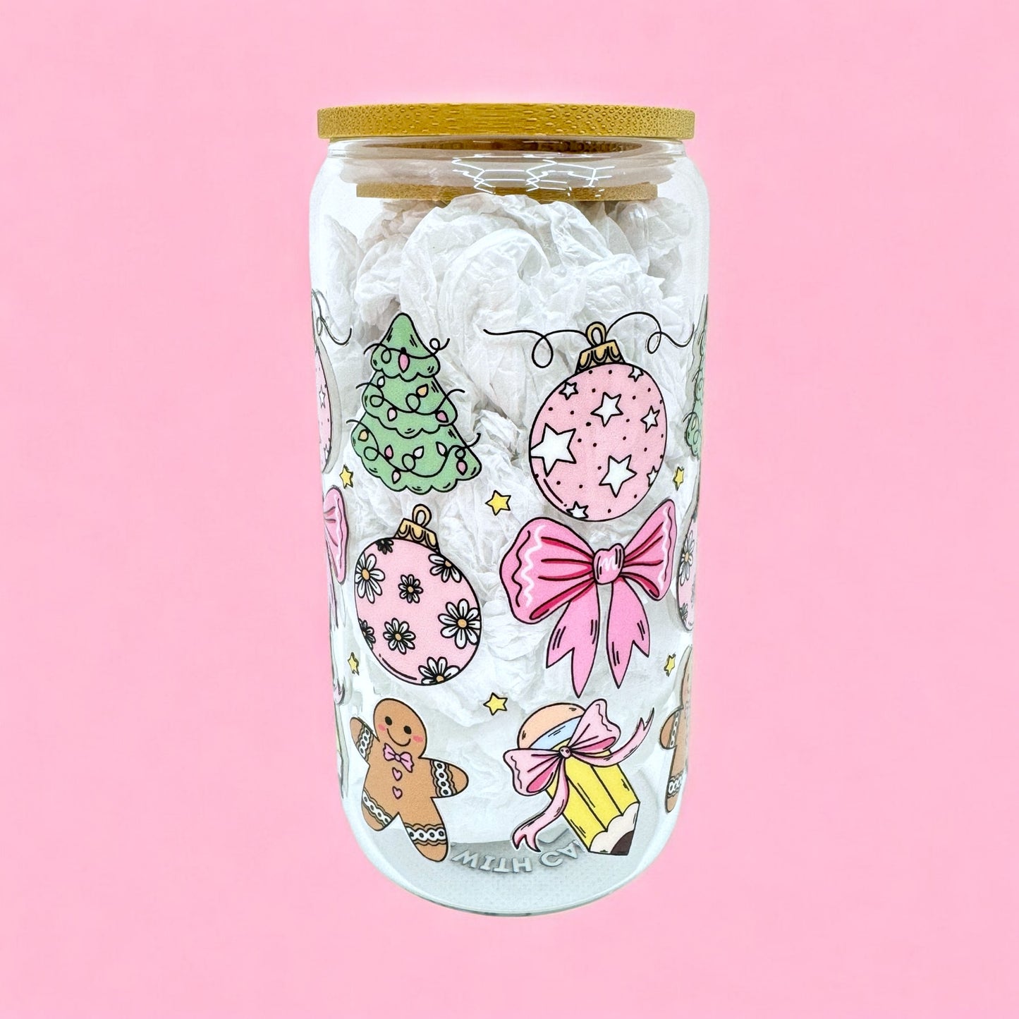 🎀 Pink Christmas Treats 16oz Glass Cup