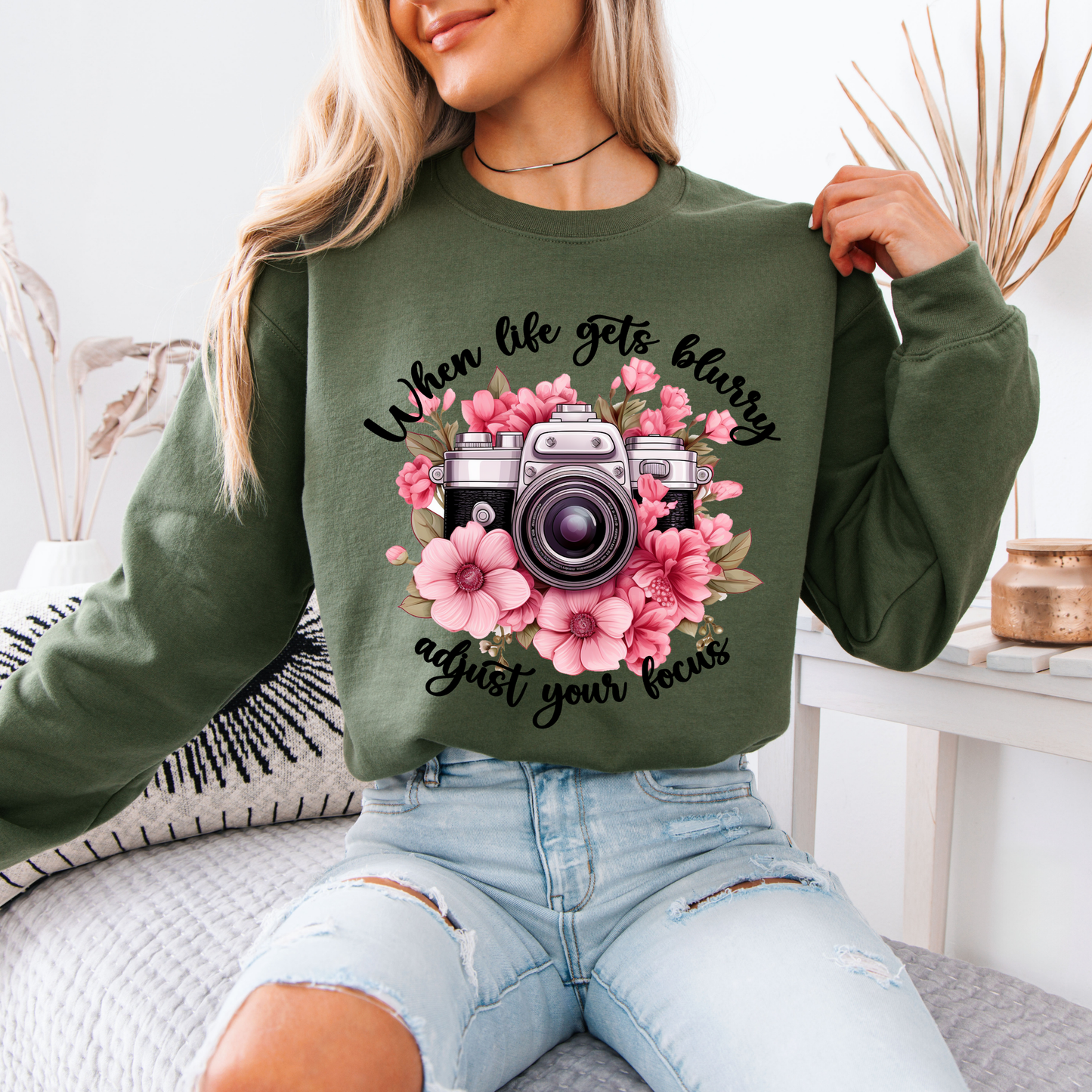 📸 “Adjust Your Focus” Floral Camera Sweatshirt 🌸✨