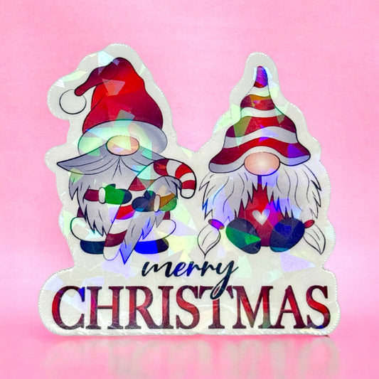 🎅 Merry Christmas Gnomes Holographic Sticker ✨