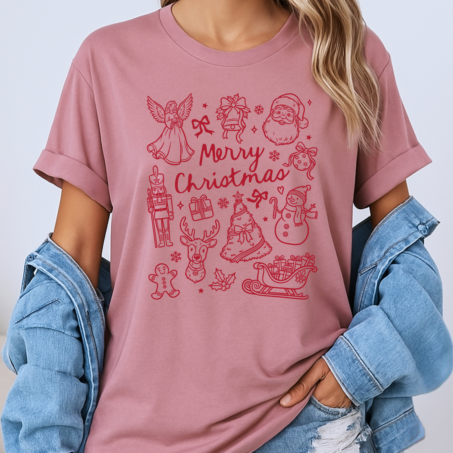 🎄✨ Christmas Doodles 🖊️ 100% Organic Cotton T-Shirt