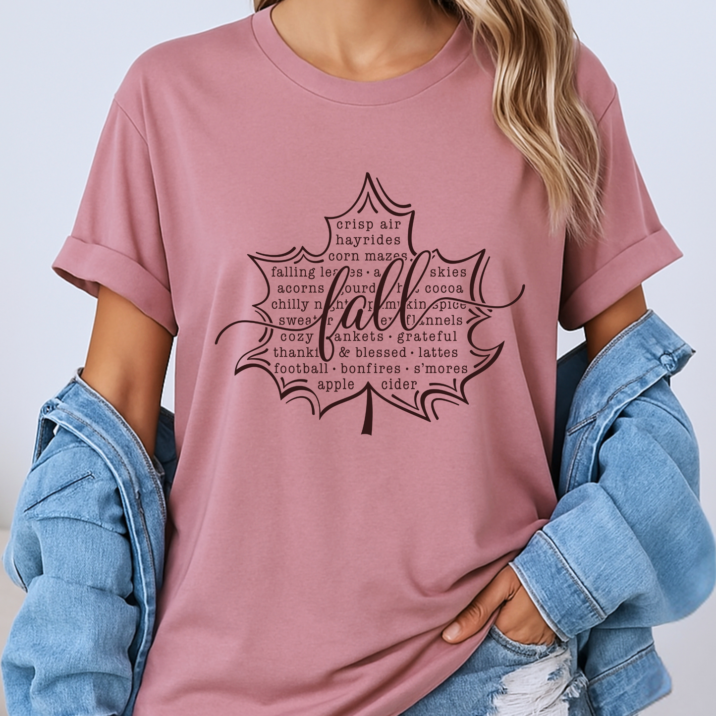 🍂 Fall Words Leaf Tee 🍁☕100% Organic cotton
