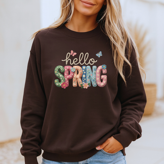 Hello Spring Floral Patch Sweatshirt 🌸🦋