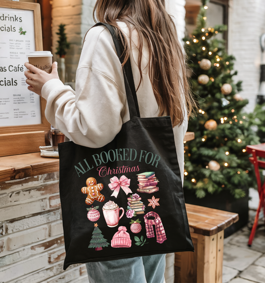 🎀 Pretty in Pink Bookmas 💖 Tote Bag 100% Organic Cotton