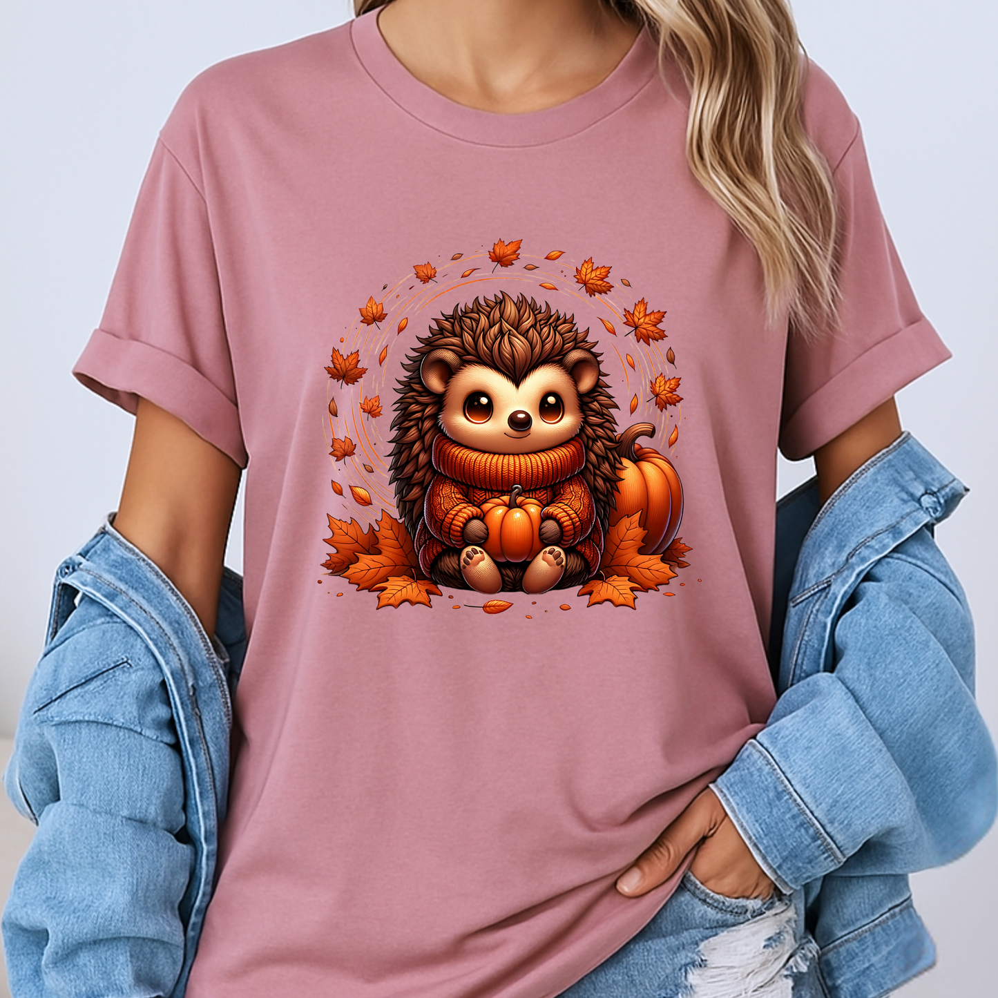🧡 Autumn Vibes Hedgehog Tee 🍁🎃☕ 100% Organic cotton