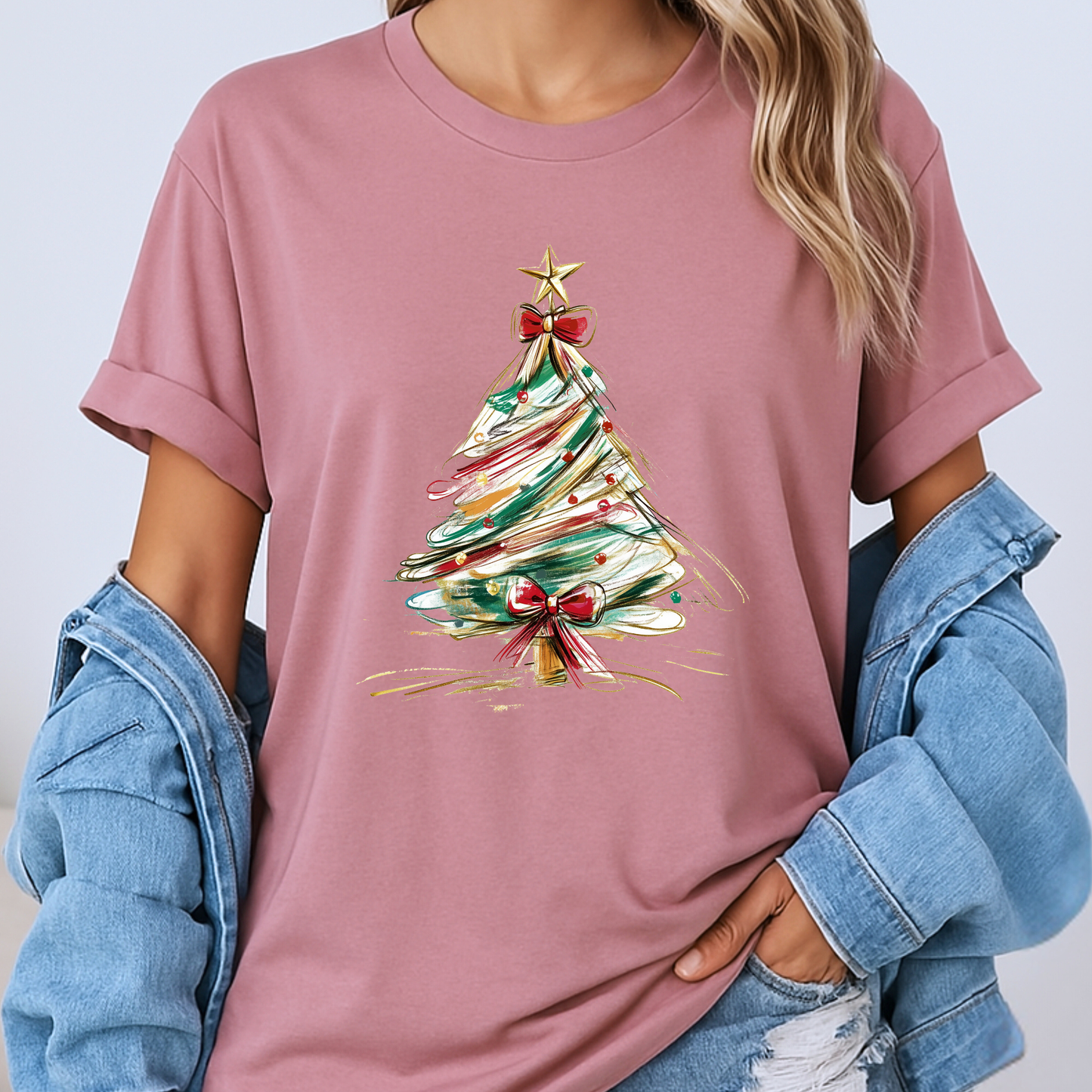 🌟🎄 Golden Brush Christmas Tree ✨ 100% Organic Cotton T-Shirt