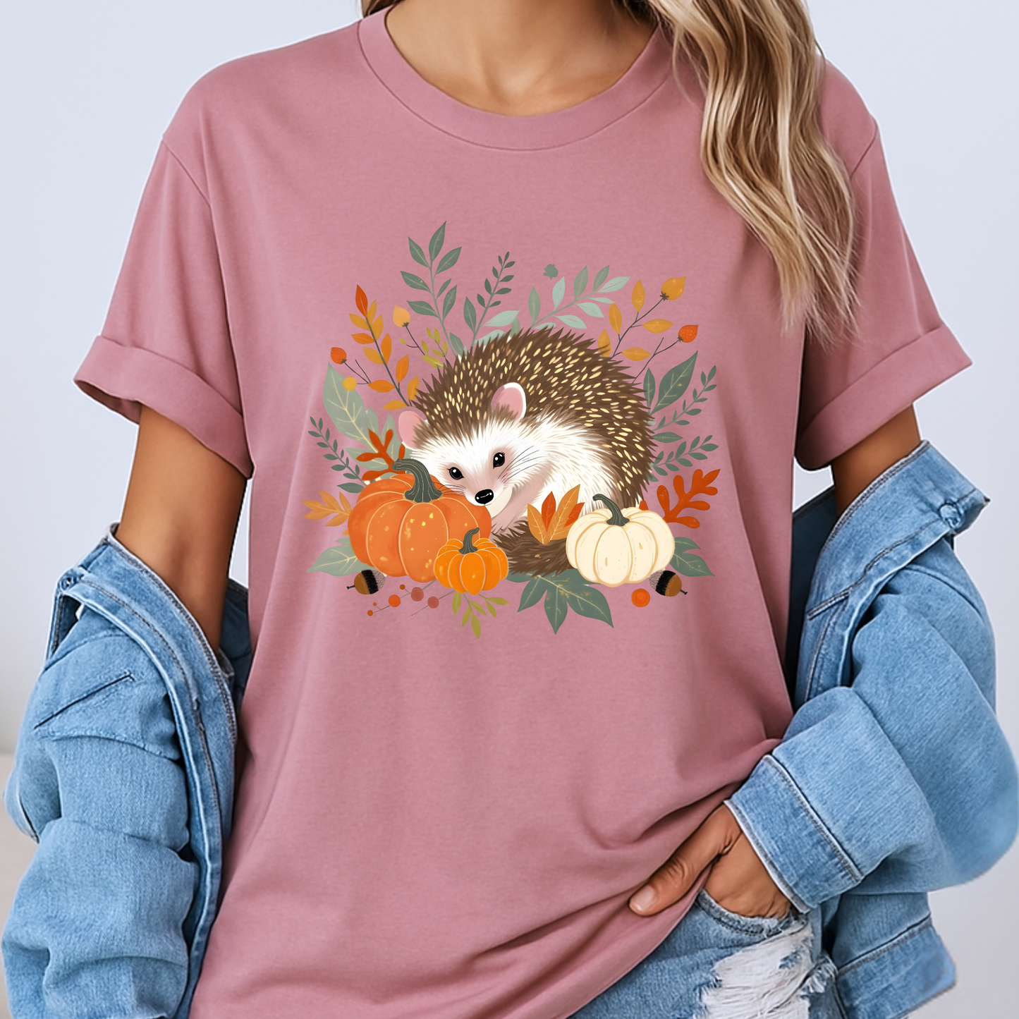 🧡 Cute Hedgehog Fall Vibes T-Shirt 🍁 100% Organic cotton