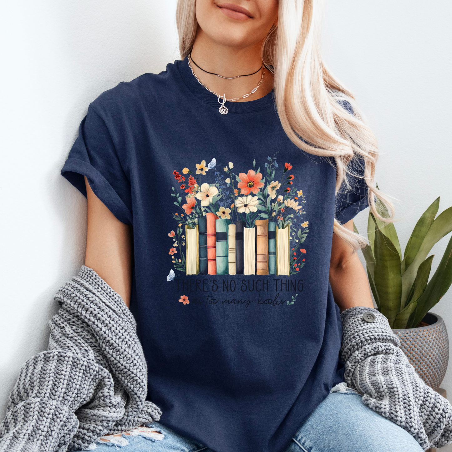 Blossoms and Books T-shirt 100% Organic Cotton