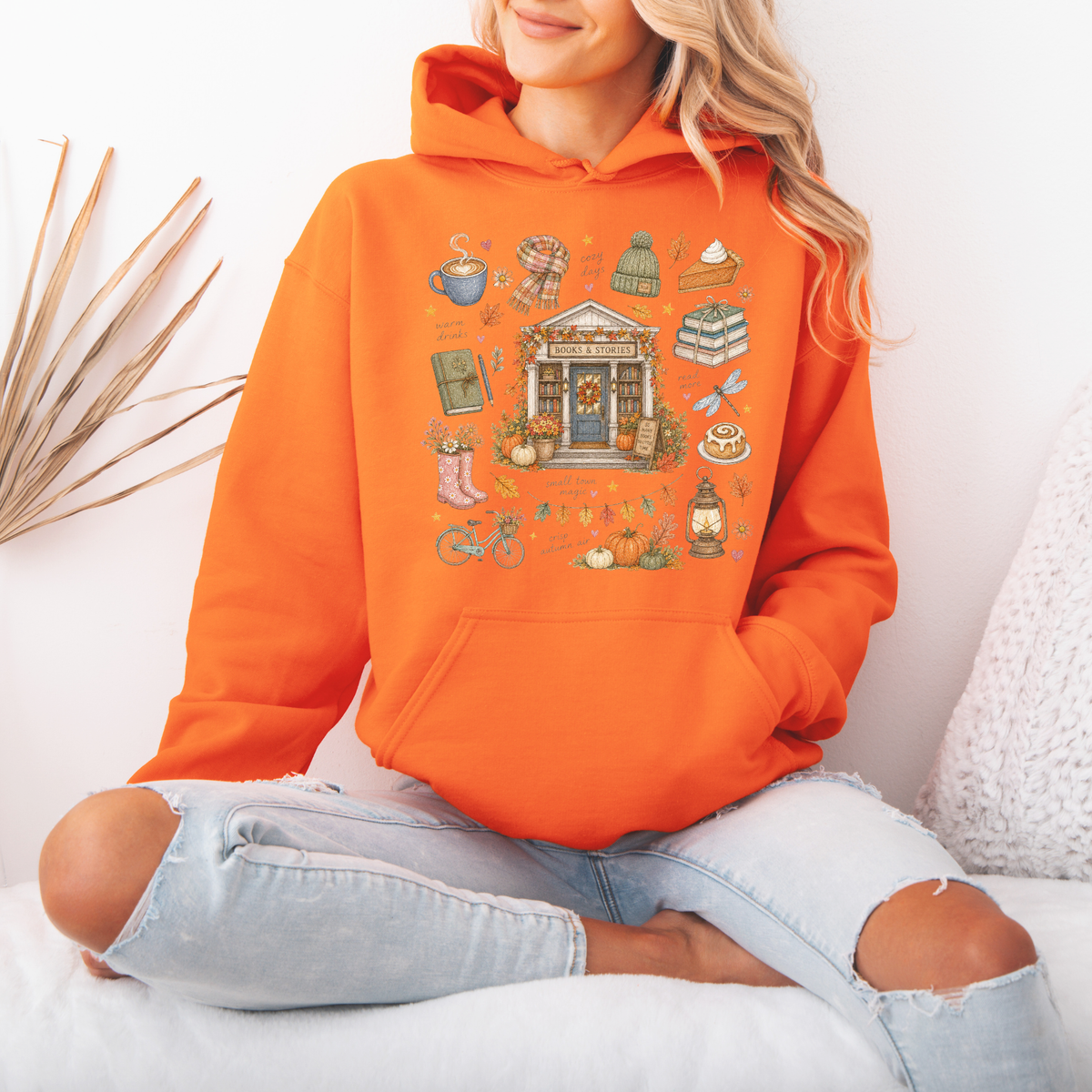 🍂📚 Autumn Bookshop Premium Hoodie ☕✨