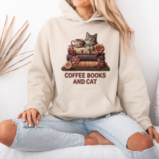 🧶✨Coffee, Books & Cat Cozy ☕📚🐱Luxuriously Thick Hoodie✨