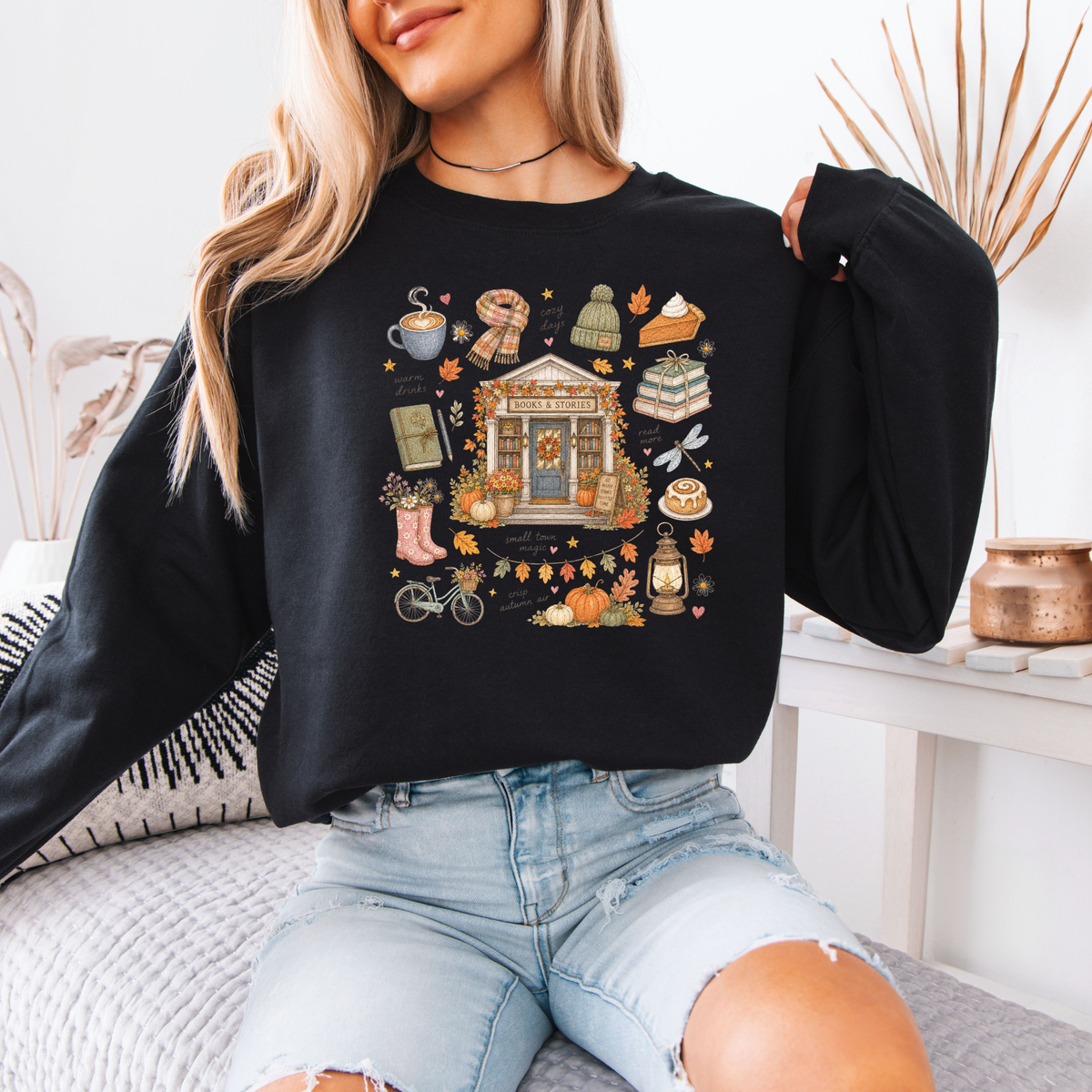 🍂📚 Autumn Bookshop Soft Sweatshirt ☕✨